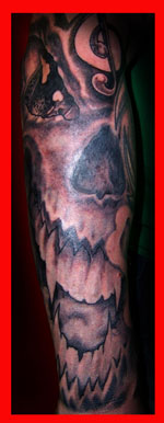 Tattoos - Blackwork tattoos - 4 arm skull